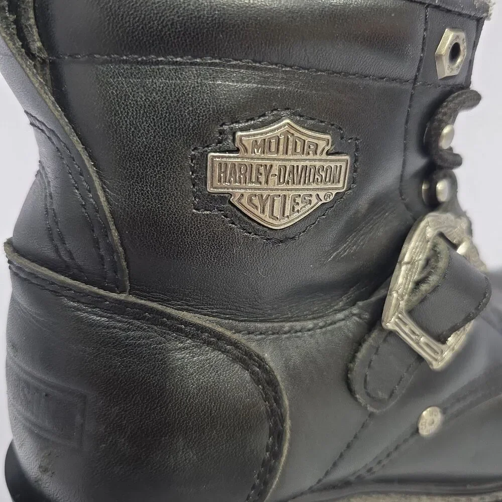 Harley-Davidson Faded Glory Boots Women's Size 8 US Black Lace Up Leather Moto